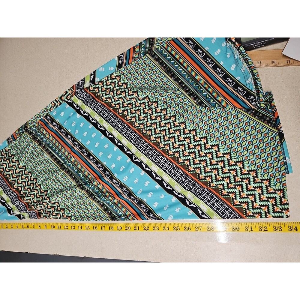 Sunny Leigh Maxi Skirt Large Mixed Print Stripe Aztec Boho Gypsy Stretch - Picture 8 of 8